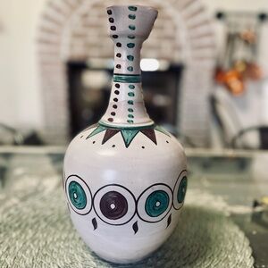 Handcrafted Ceramic Vase with Aqua  and Brown Accents WaLlada
La Rambla
